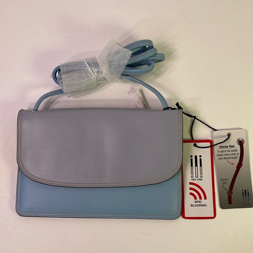 ILI New York Multi-Color RFID Genuine Leather Crossbody Bag